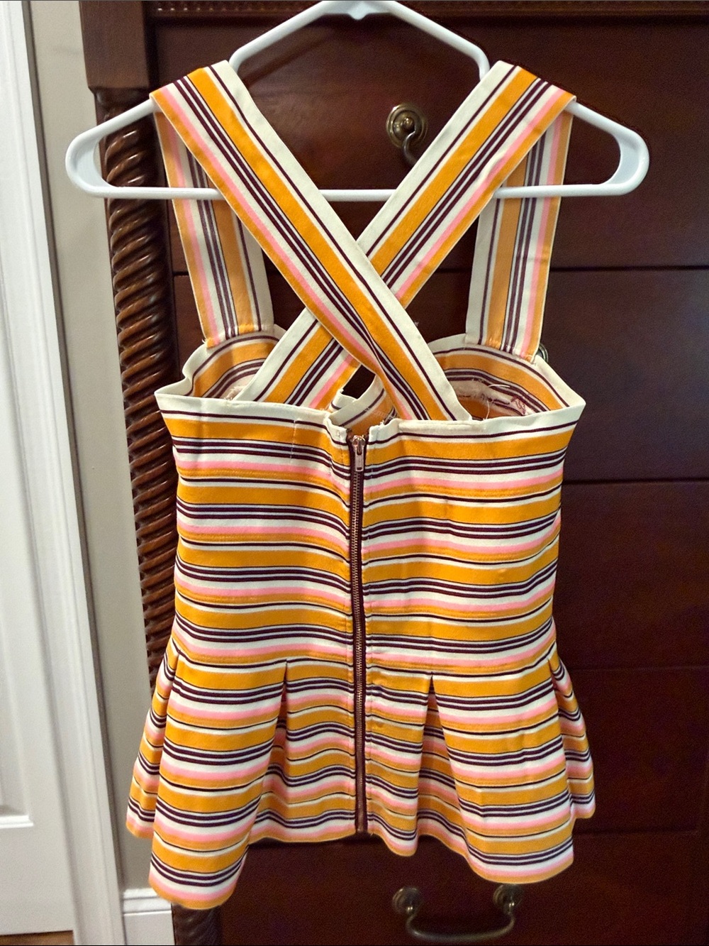 HD in Paris Yellow Pink Striped Crossback One-Piece Bodysuit - Picture 3 of 3
